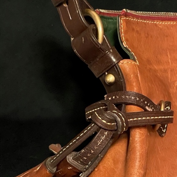 Dooney & Bourke Cognac Leather Shoulder Bag with Braided Strap - Picture 6 of 8